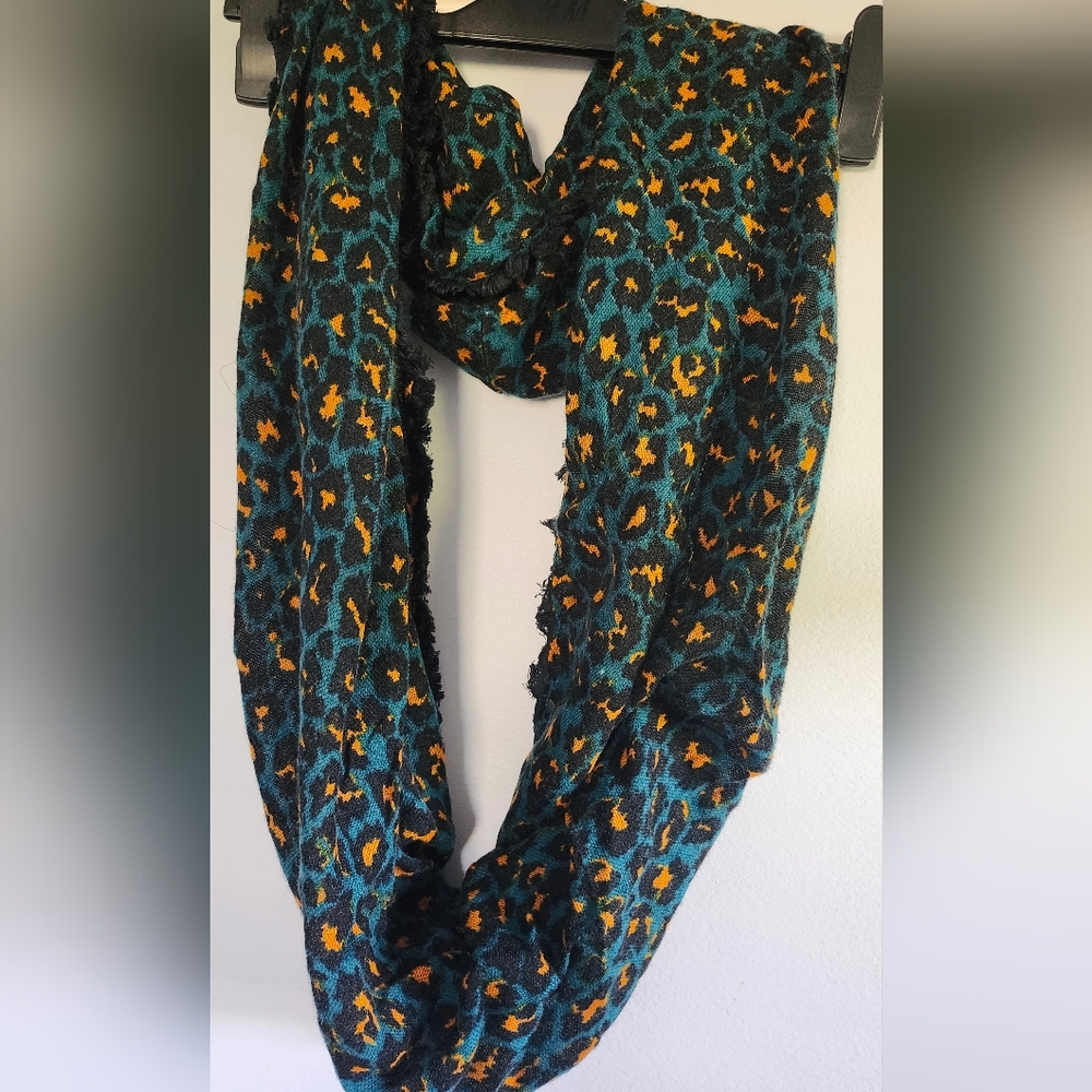 Staring at Stars Teal and Orange Patterned Scarf